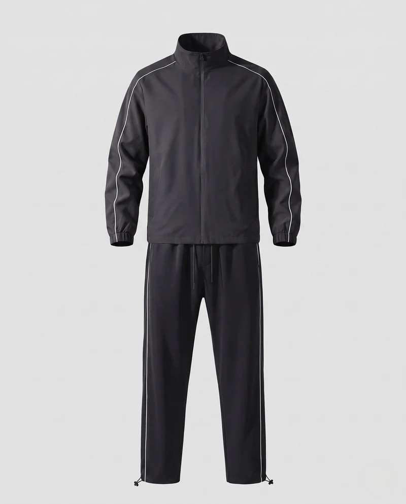 Frauen Zwei-Teilig Leichtgewicht Trainingsset mit Windjacke, Reflektierenden Paspeln & Schmal zulaufenden Jogginghosen Nord Taschen