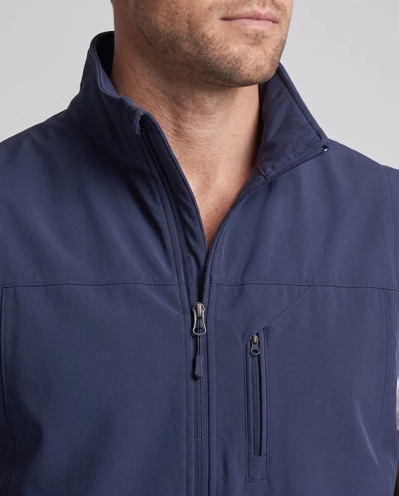 Herren ärmellose Utility-Weste mit Stehkragen, mehreren Reißverschlusstaschen & winddichtem Shell Nord Taschen