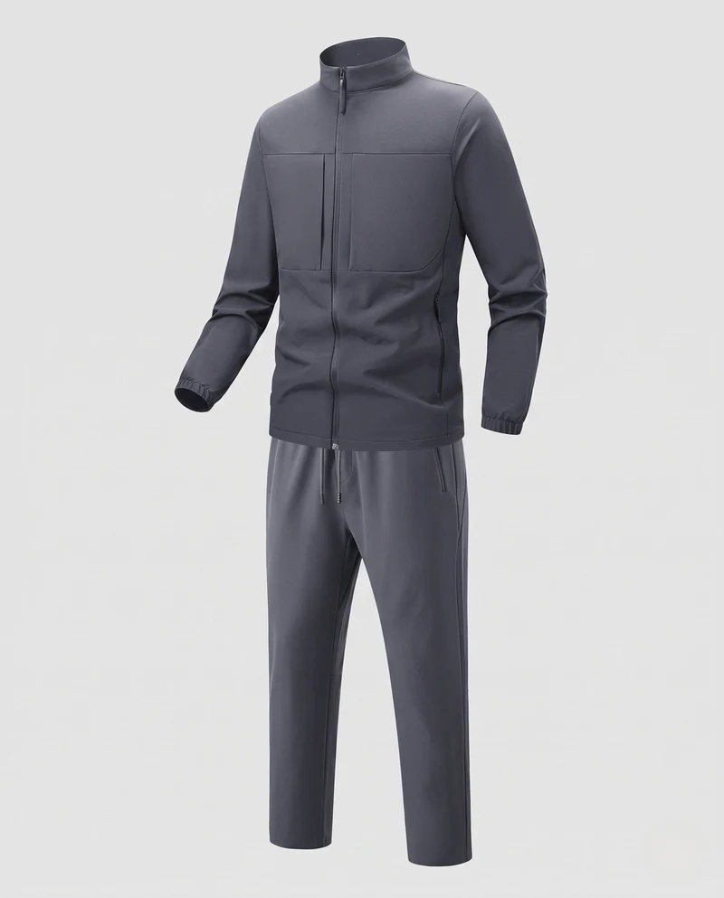 Atmungsaktives Softshell-Training-Set für Herren mit Stehkragen, elastischem Bund und Reißverschlusstaschen Nord Taschen
