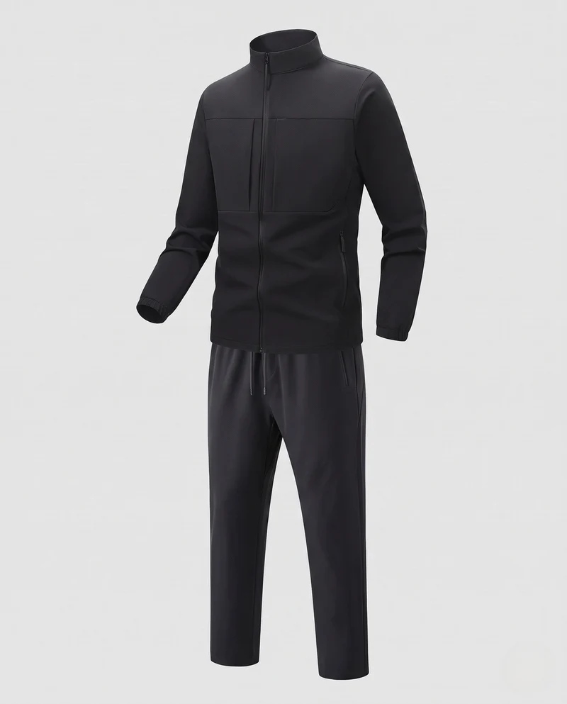 Atmungsaktives Softshell-Training-Set für Herren mit Stehkragen, elastischem Bund und Reißverschlusstaschen Nord Taschen
