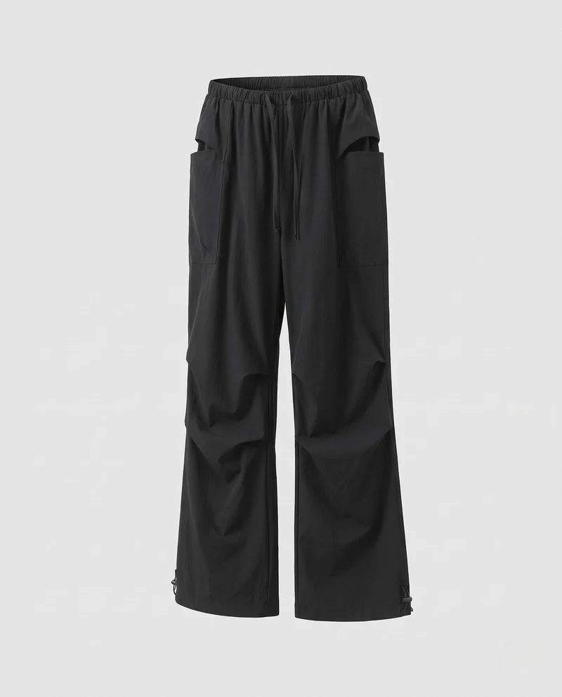 Herren Baggy-Tech-Cargo-Hosen mit elastischem Kordelzugbund, übergroßen Taschen & verstellbarem Saum Nord Taschen