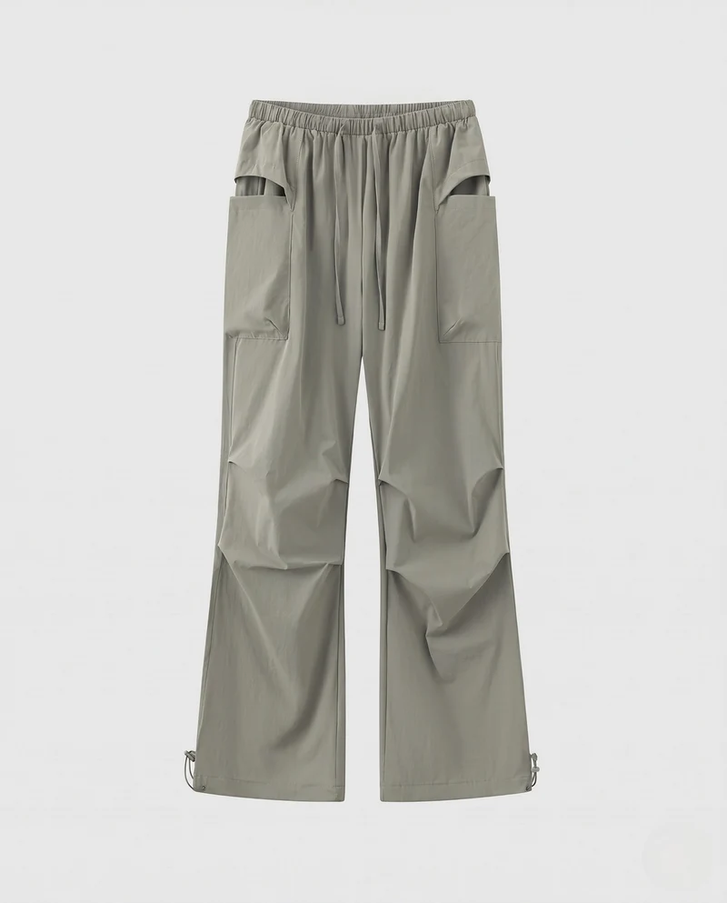 Herren Baggy-Tech-Cargo-Hosen mit elastischem Kordelzugbund, übergroßen Taschen & verstellbarem Saum Nord Taschen