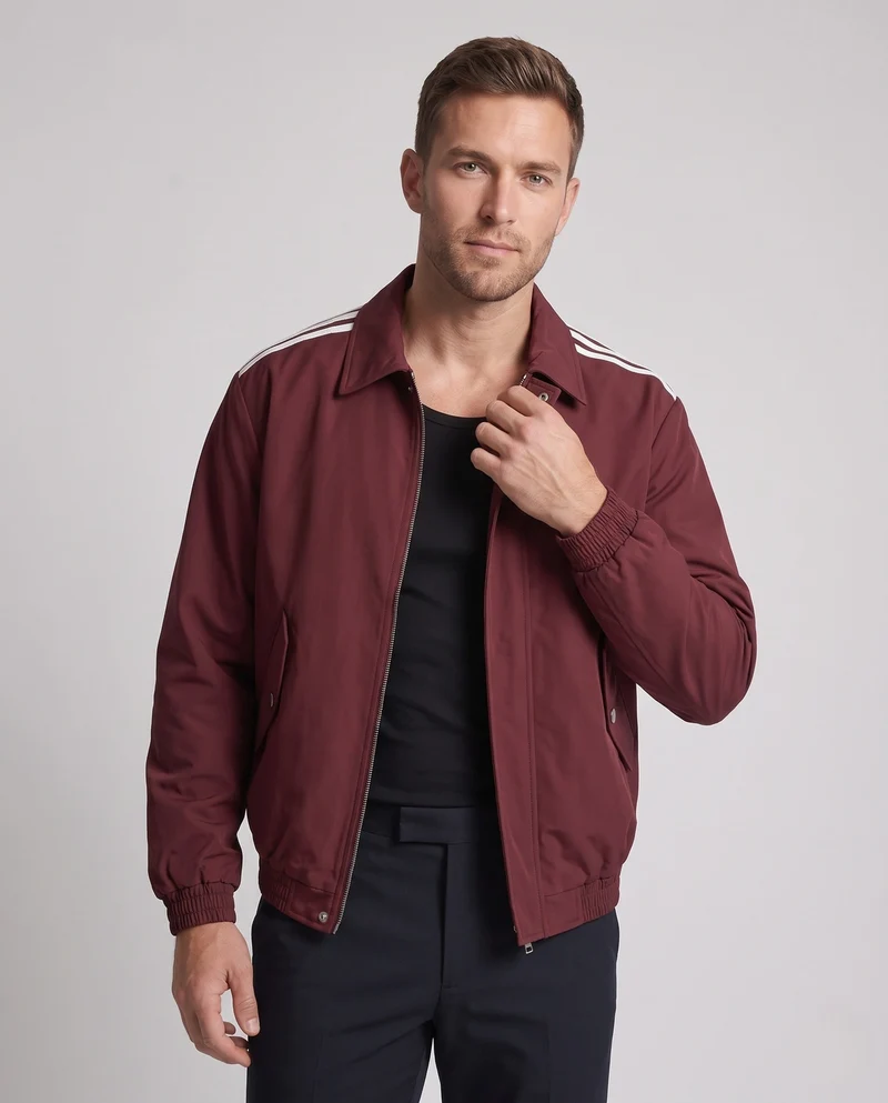 Herren Bomberjacke im Oversized-Look mit Hemdkragen, Schulterstreifen & elastischem Saum Nord Taschen