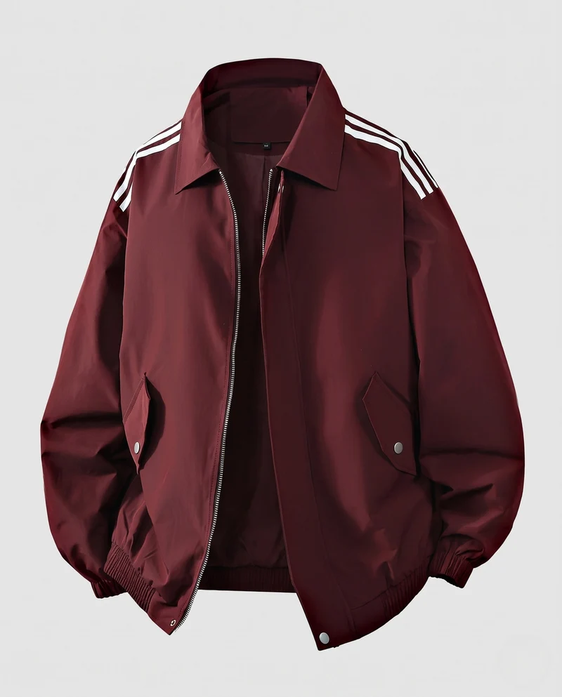 Herren Bomberjacke im Oversized-Look mit Hemdkragen, Schulterstreifen & elastischem Saum Nord Taschen
