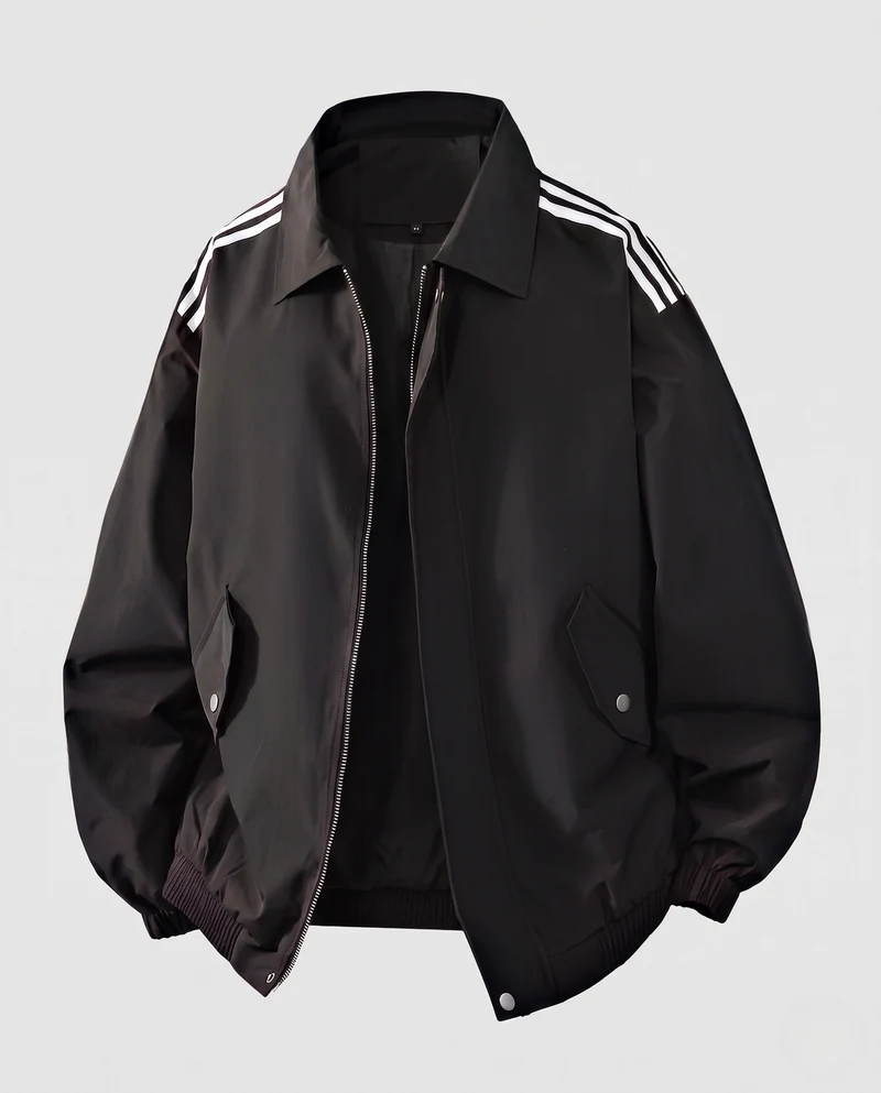 Herren Bomberjacke im Oversized-Look mit Hemdkragen, Schulterstreifen & elastischem Saum Nord Taschen