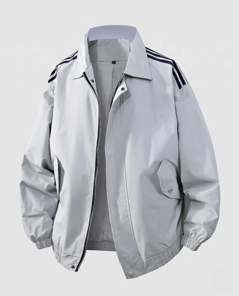 Herren Bomberjacke im Oversized-Look mit Hemdkragen, Schulterstreifen & elastischem Saum Nord Taschen