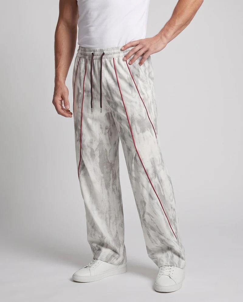 Unisex Weite Trackhose im Marmor-Look mit Tunnelzugbund & verstellbarem Saum