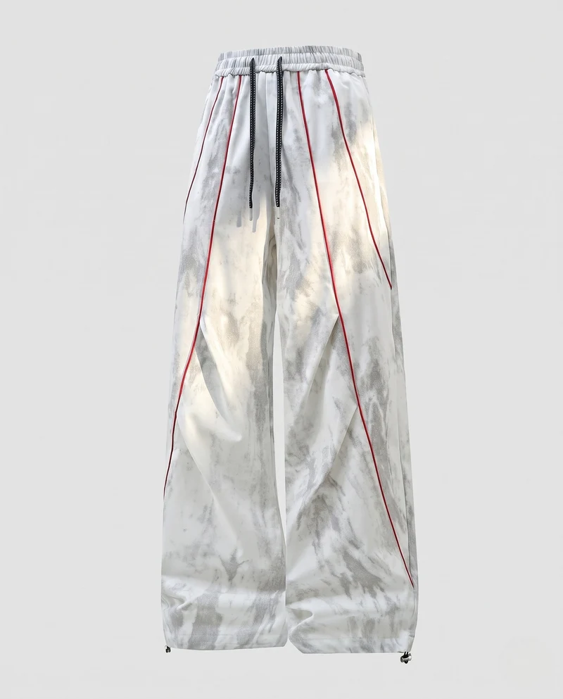 Unisex Weite Trackhose im Marmor-Look mit Tunnelzugbund & verstellbarem Saum