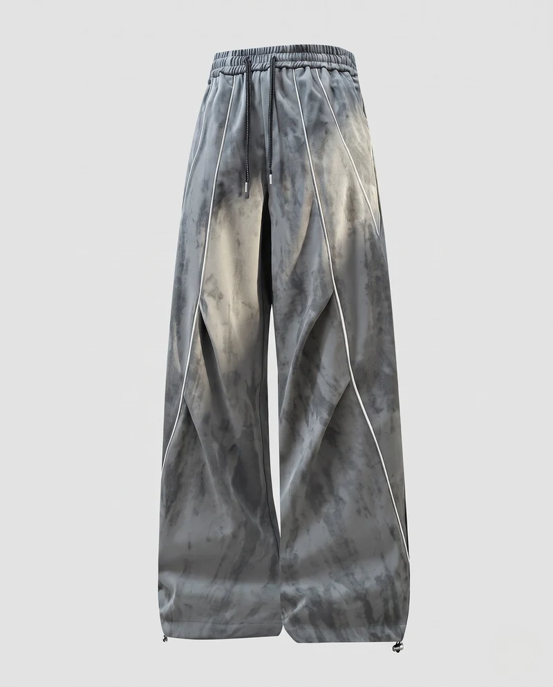 Unisex Weite Trackhose im Marmor-Look mit Tunnelzugbund & verstellbarem Saum
