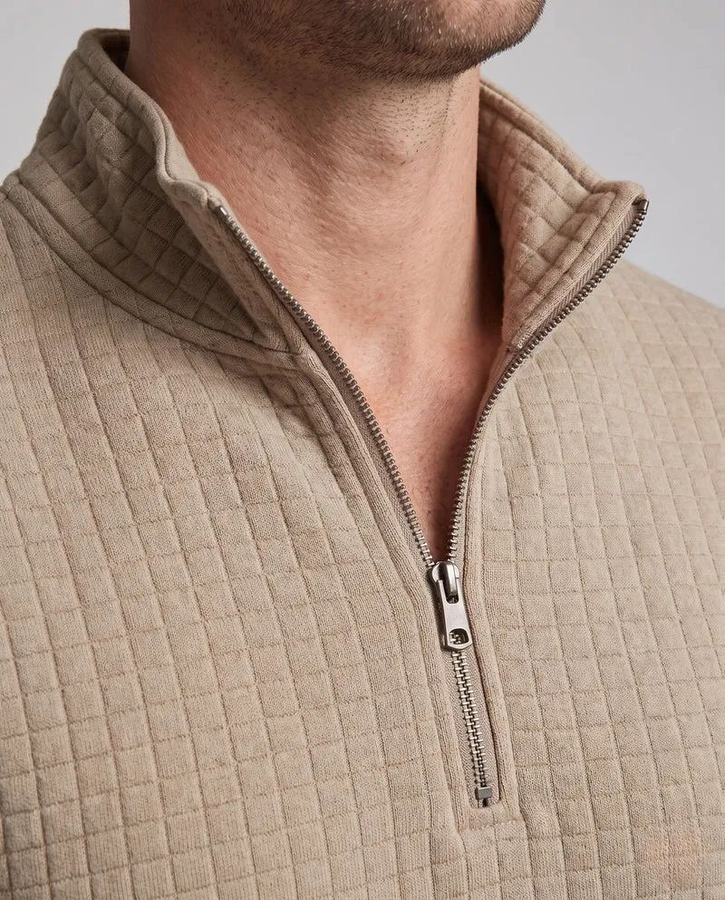 Herren Texturiertes Komfort Freizeitanzug Set mit Halben Reißverschluss Pullover und Cargo Jogginghose Nord Taschen