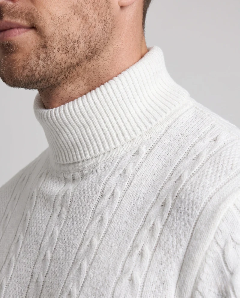 Herren Strukturiertes Kabelstrick Loungewear Set mit Halbhoche Turtleneck & Jogger Hose