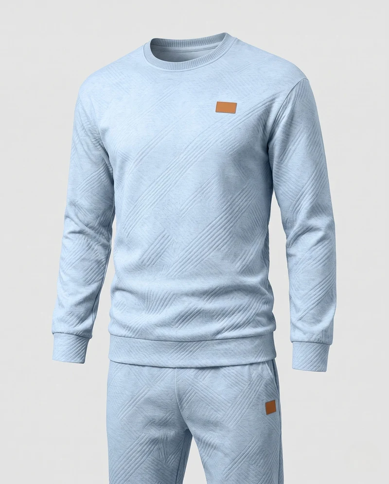 Herren Strukturierter Rundhals-Pullover aus leichtem strukturiertem Strick Nord Taschen