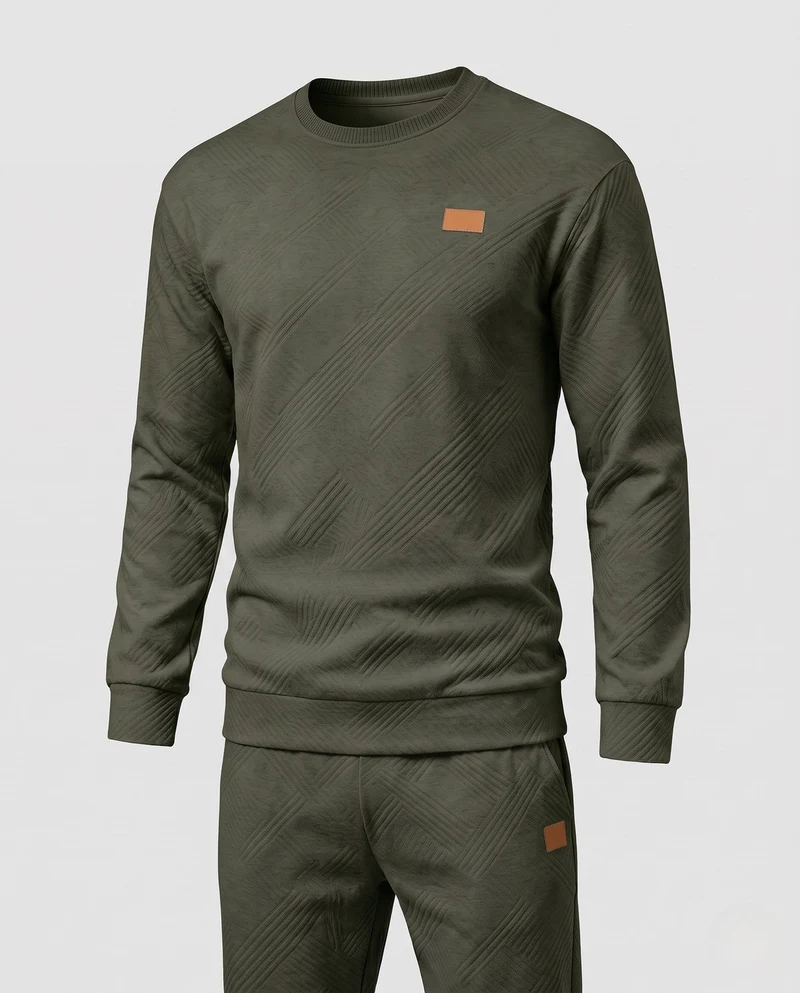 Herren Strukturierter Rundhals-Pullover aus leichtem strukturiertem Strick Nord Taschen