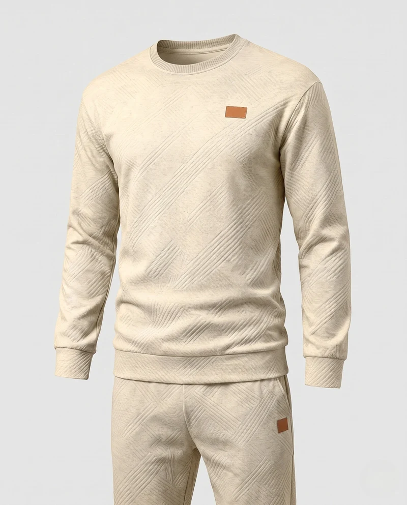 Herren Strukturierter Rundhals-Pullover aus leichtem strukturiertem Strick Nord Taschen
