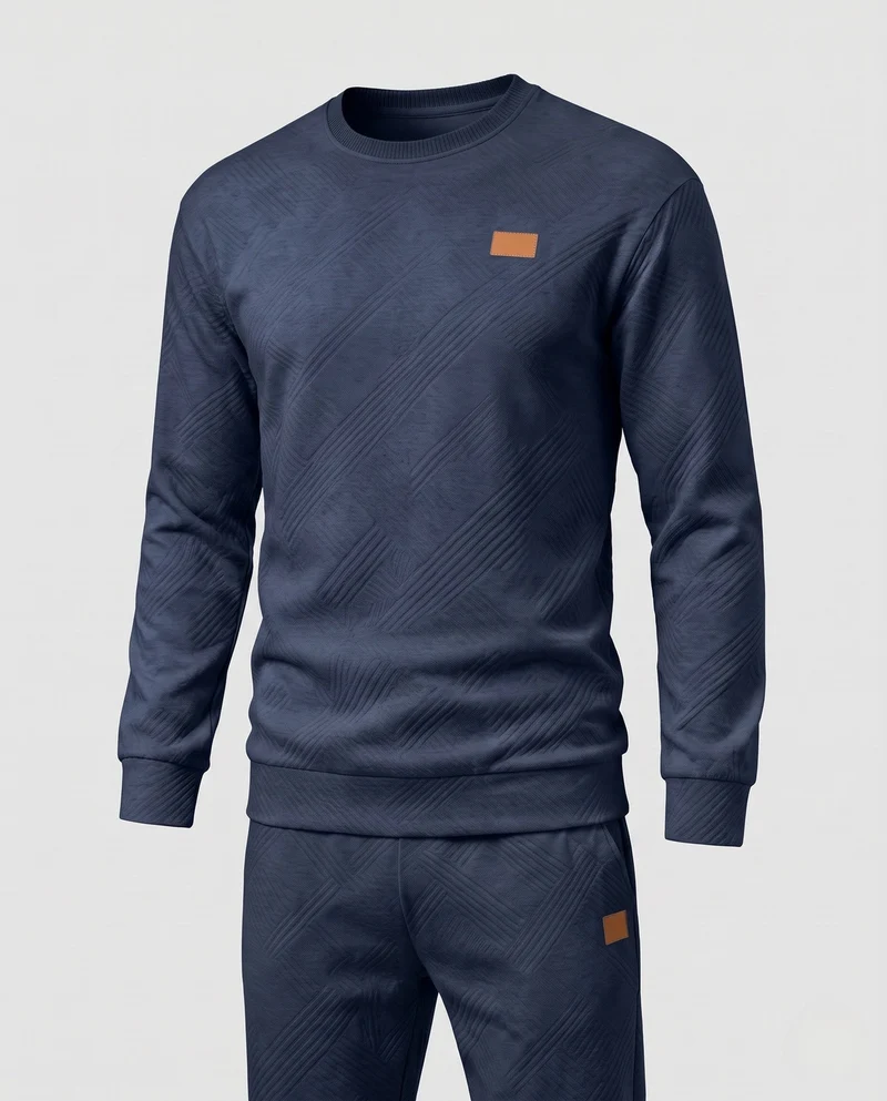 Herren Strukturierter Rundhals-Pullover aus leichtem strukturiertem Strick Nord Taschen