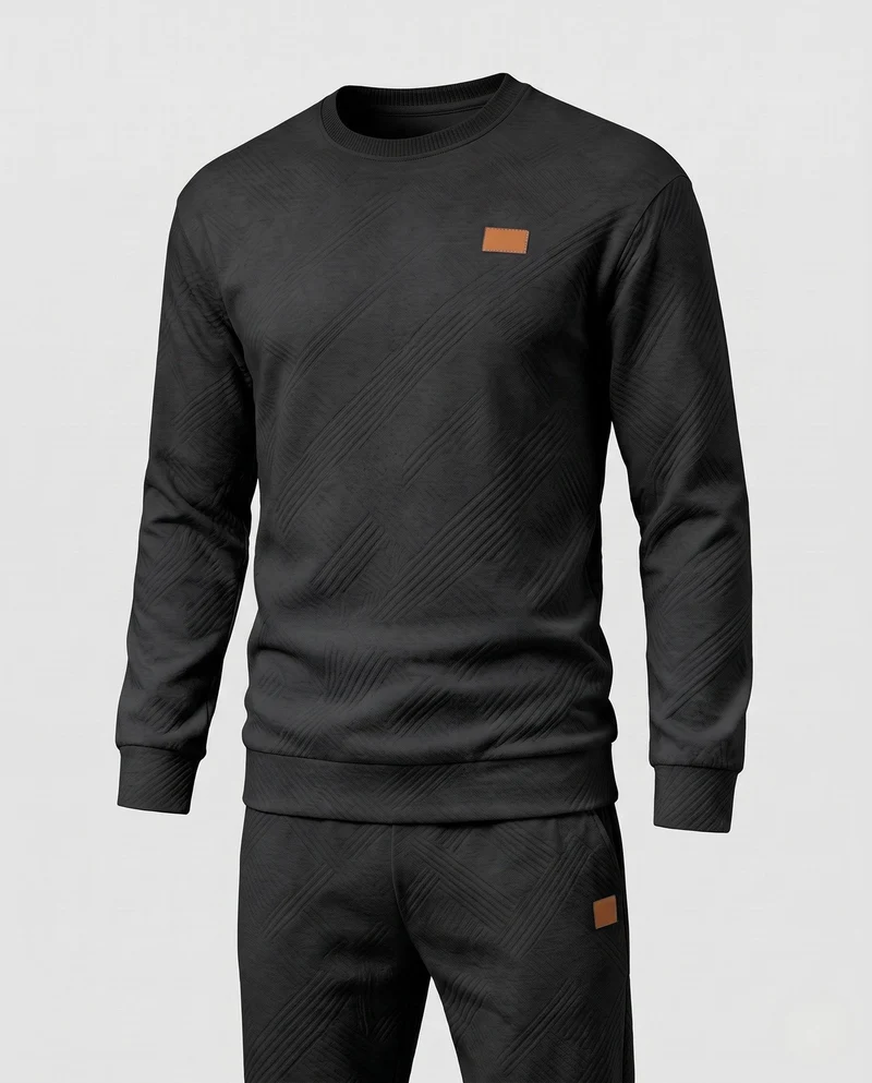 Herren Strukturierter Rundhals-Pullover aus leichtem strukturiertem Strick Nord Taschen
