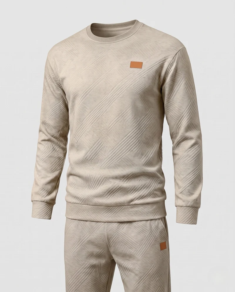 Herren Strukturierter Rundhals-Pullover aus leichtem strukturiertem Strick Nord Taschen