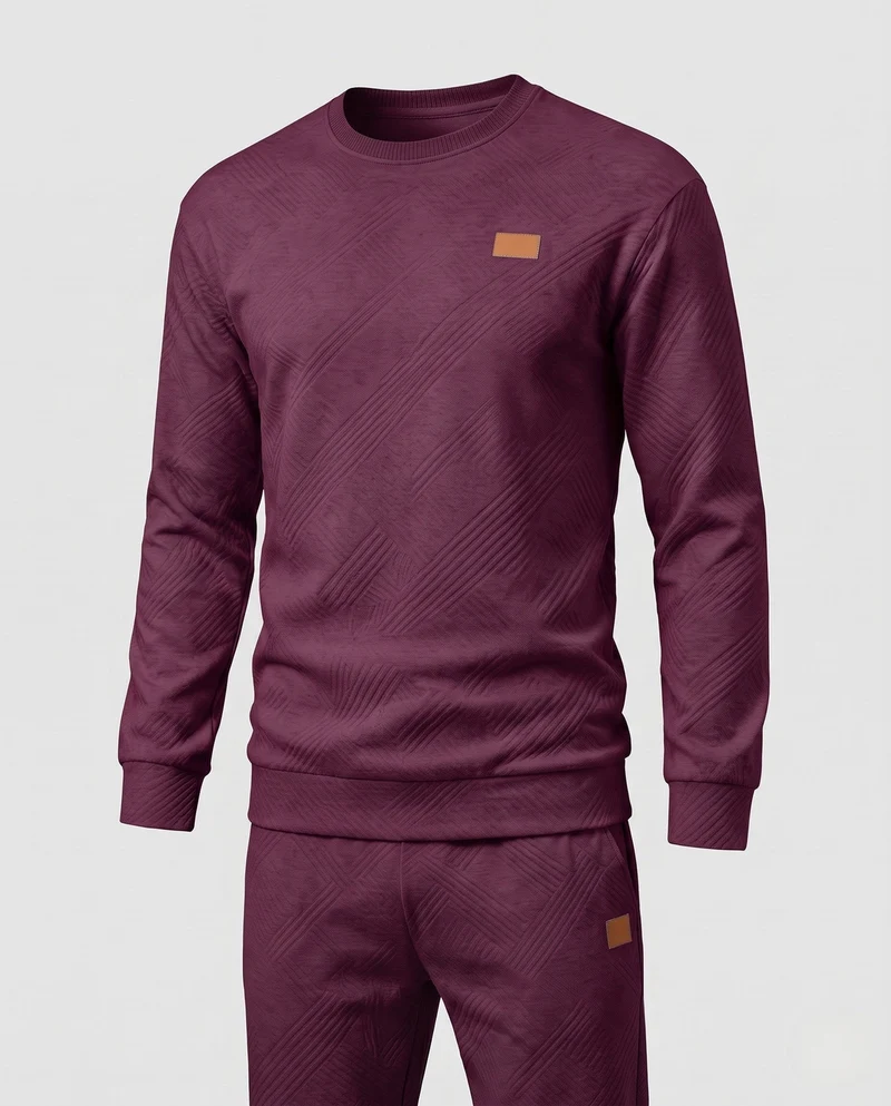 Herren Strukturierter Rundhals-Pullover aus leichtem strukturiertem Strick Nord Taschen