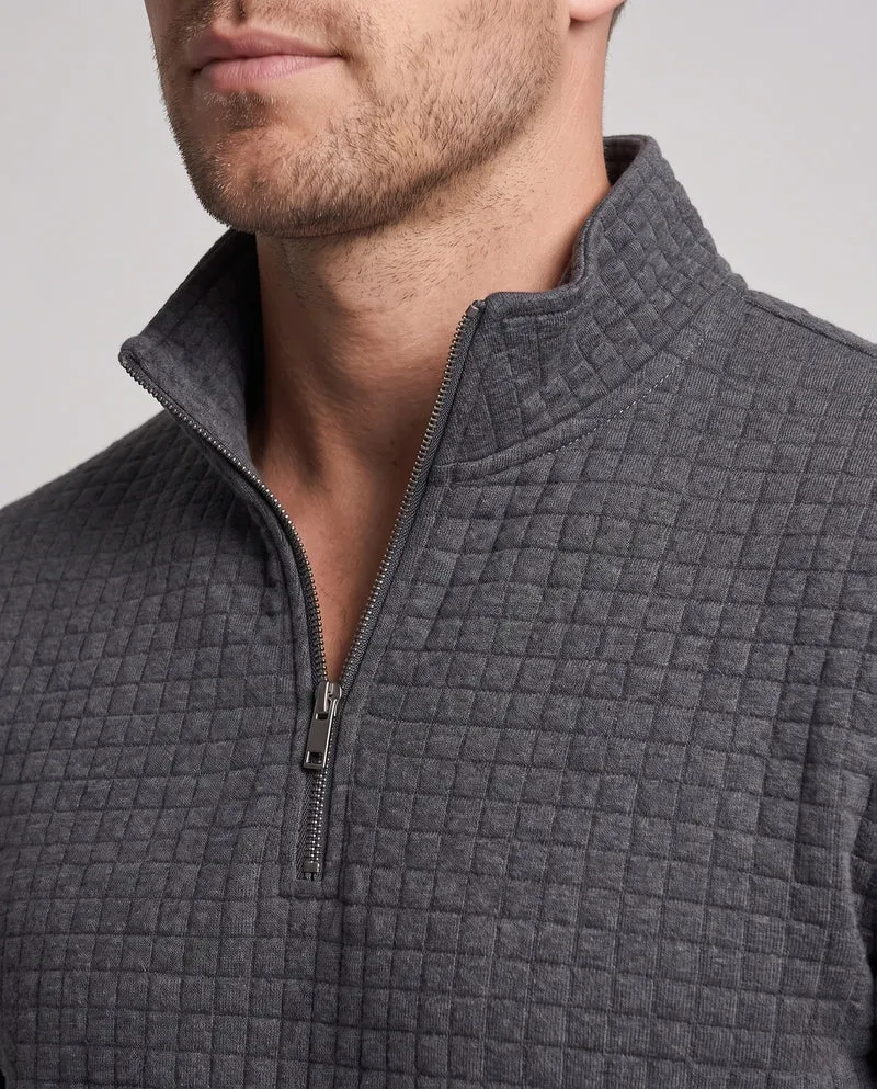 Herren Strukturierte Waffel Halbzip Fine Knit Pullover mit Stehkragen Nord Taschen