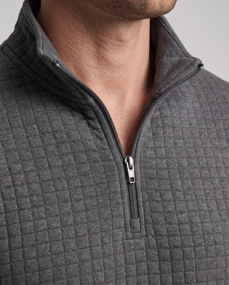 Herren Texturiertes Halbzip Sweatshirt mit Stehkragen, Waffelstruktur & Seitentaschen Nord Taschen