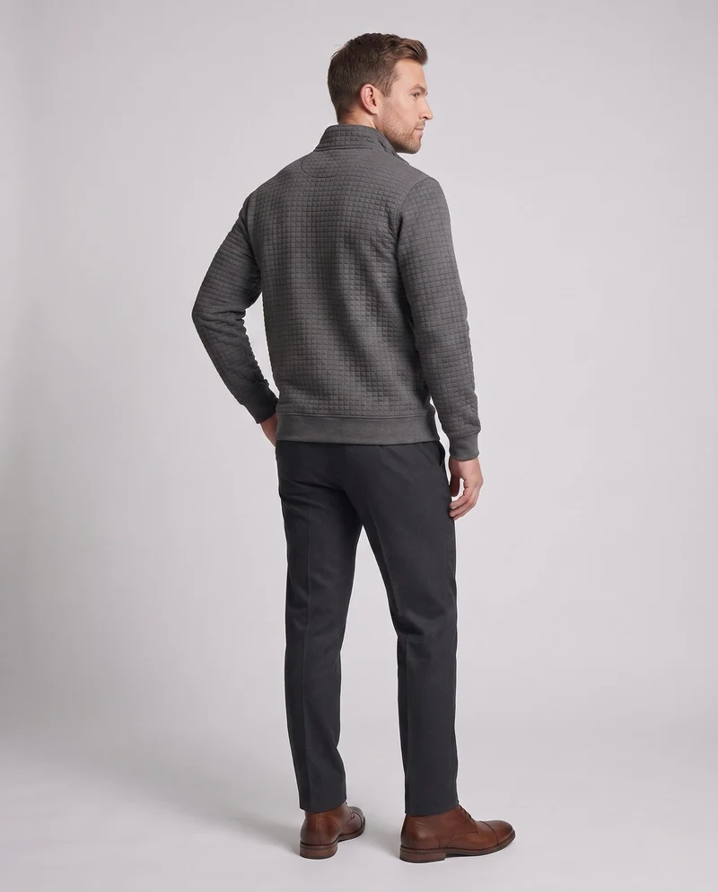 Herren Texturiertes Halbzip Sweatshirt mit Stehkragen, Waffelstruktur & Seitentaschen Nord Taschen