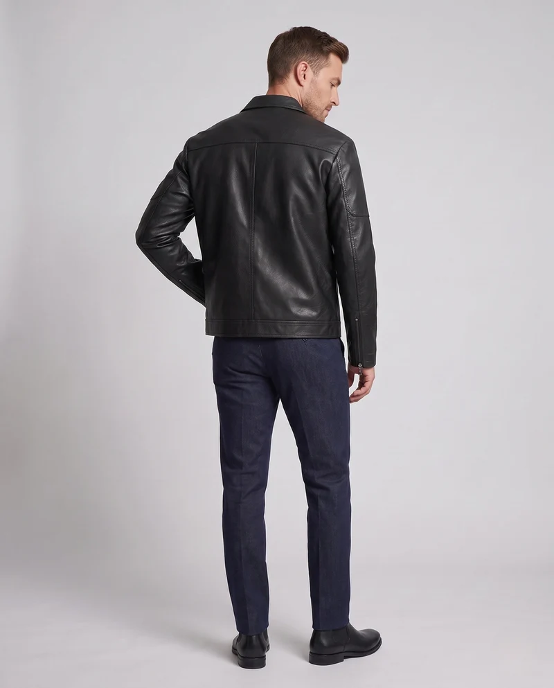 Herren Bikerjacke aus hochwertigem Kunstleder mit ergonomischen Nahtdetails und Reißverschlusstaschen Nord Taschen