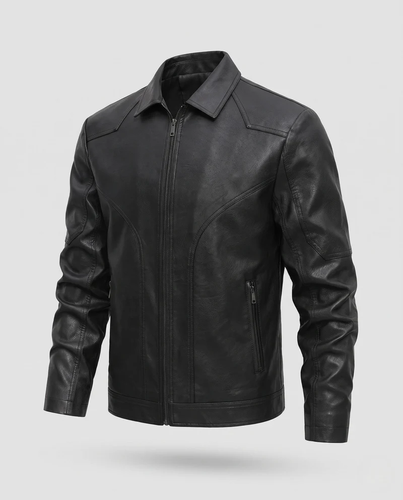 Herren Bikerjacke aus hochwertigem Kunstleder mit ergonomischen Nahtdetails und Reißverschlusstaschen Nord Taschen