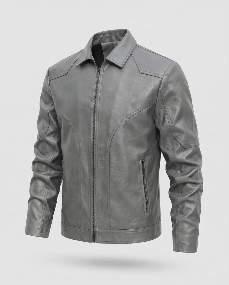 Herren Bikerjacke aus hochwertigem Kunstleder mit ergonomischen Nahtdetails und Reißverschlusstaschen Nord Taschen
