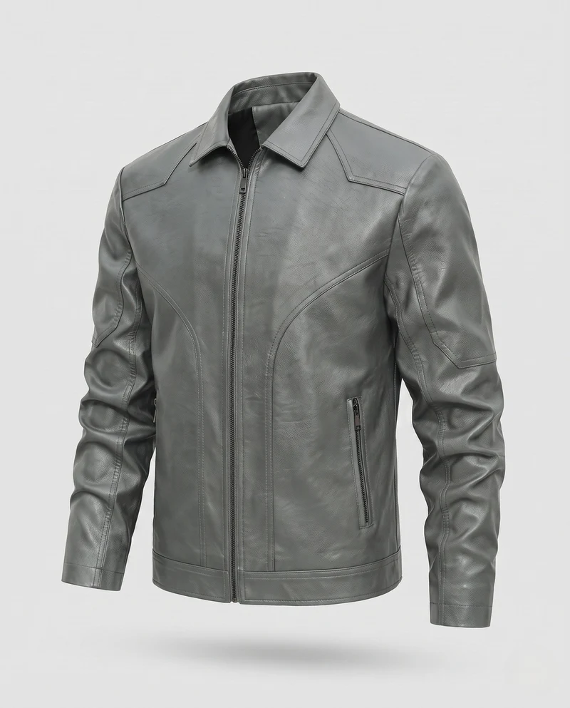 Herren Bikerjacke aus hochwertigem Kunstleder mit ergonomischen Nahtdetails und Reißverschlusstaschen Nord Taschen