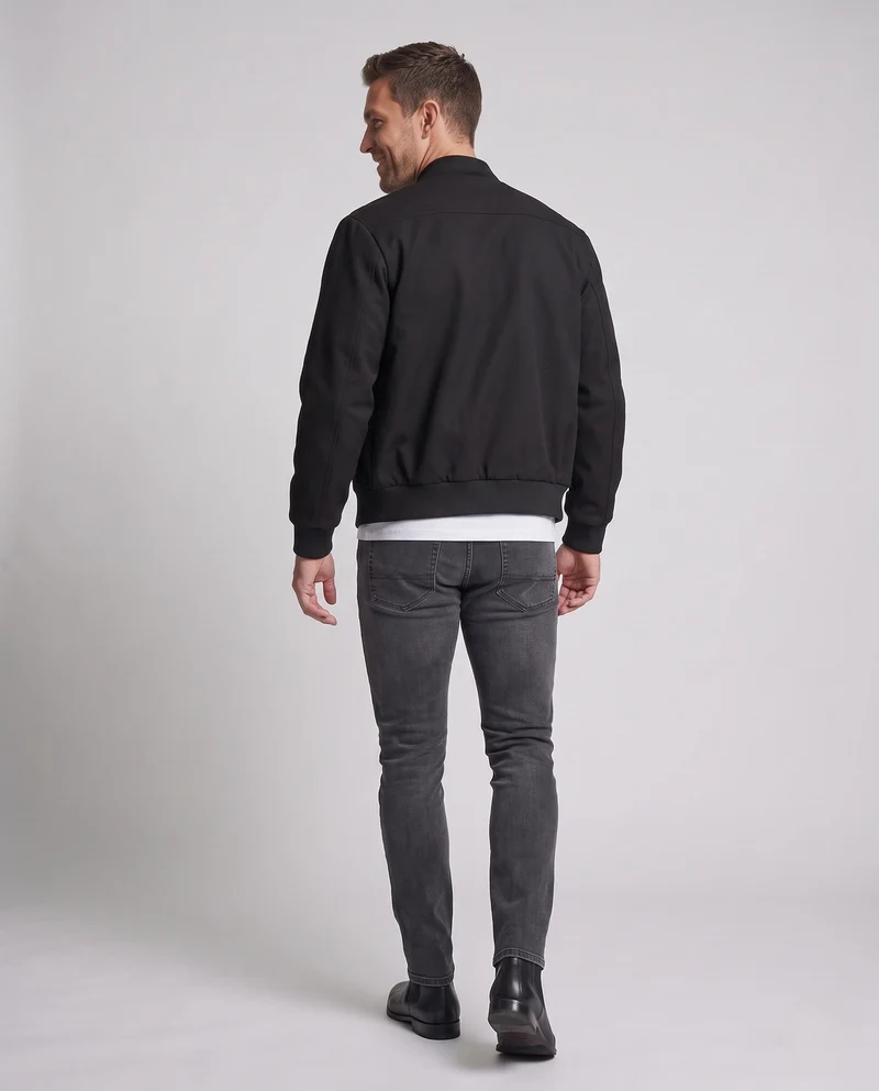 Herren Boxy Bomberjacke mit geometrischen Nahtdetails und geripptem Saum Nord Taschen