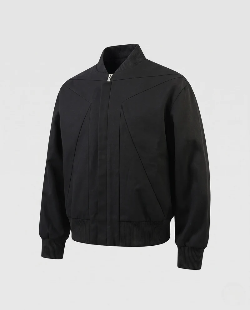 Herren Boxy Bomberjacke mit geometrischen Nahtdetails und geripptem Saum Nord Taschen