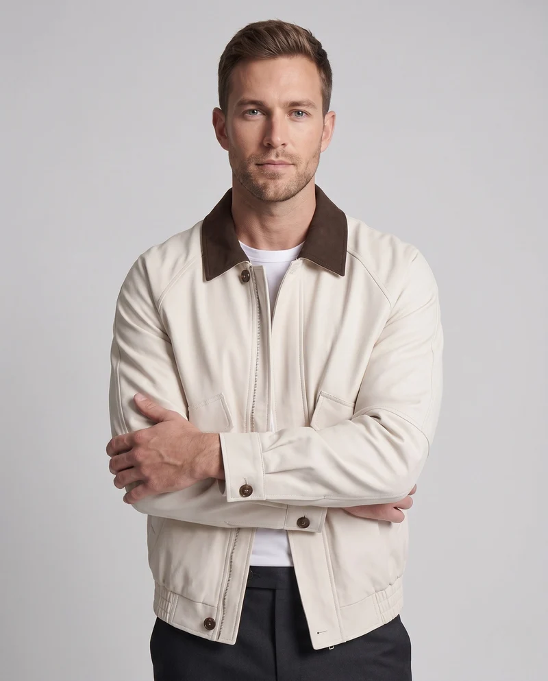 Herren Boxy Wildleder Look Feldjacke mit Kontrastkragen, Klapptaschen & Elastischem Saum Nord Taschen