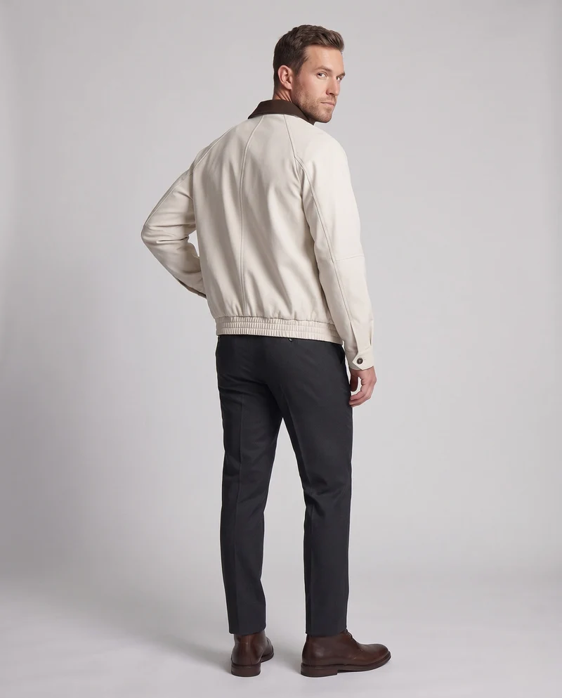 Herren Boxy Wildleder Look Feldjacke mit Kontrastkragen, Klapptaschen & Elastischem Saum Nord Taschen