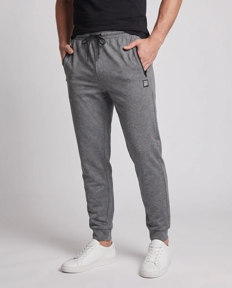 Herren Elastische Lounge Jogginghose aus Mélange-Fleece mit Kordelzug, seitlichen Taschen und geradem Bein Nord Taschen