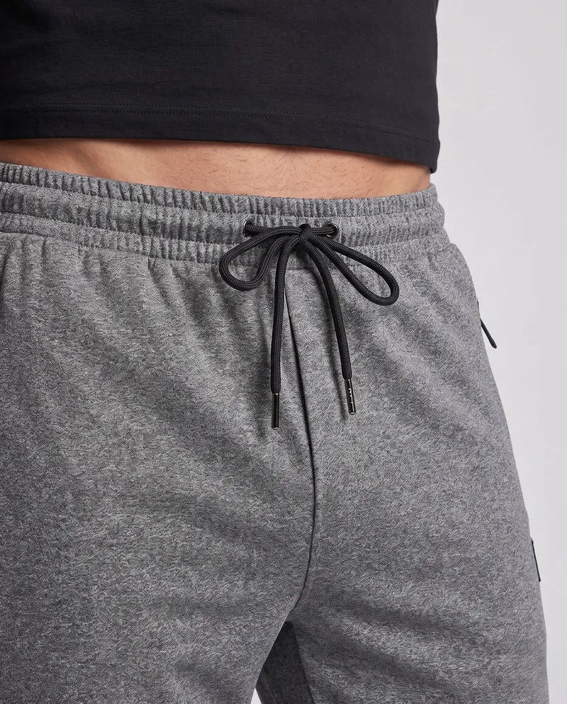 Herren Elastische Lounge Jogginghose aus Mélange-Fleece mit Kordelzug, seitlichen Taschen und geradem Bein Nord Taschen