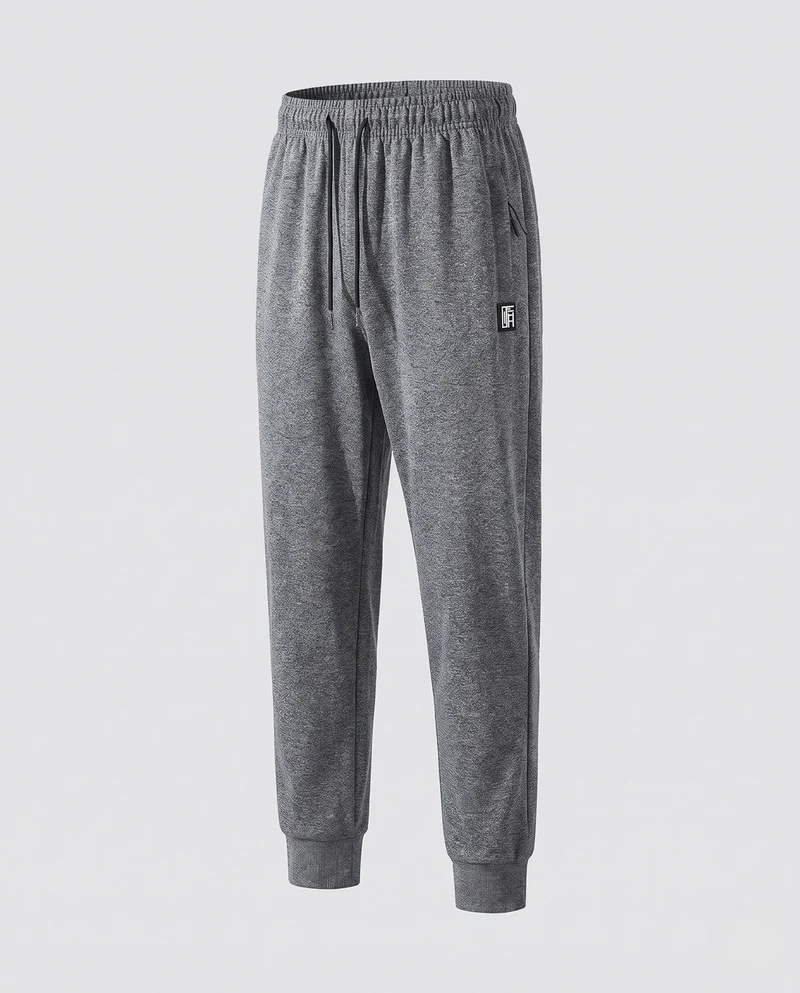Herren Elastische Lounge Jogginghose aus Mélange-Fleece mit Kordelzug, seitlichen Taschen und geradem Bein Nord Taschen