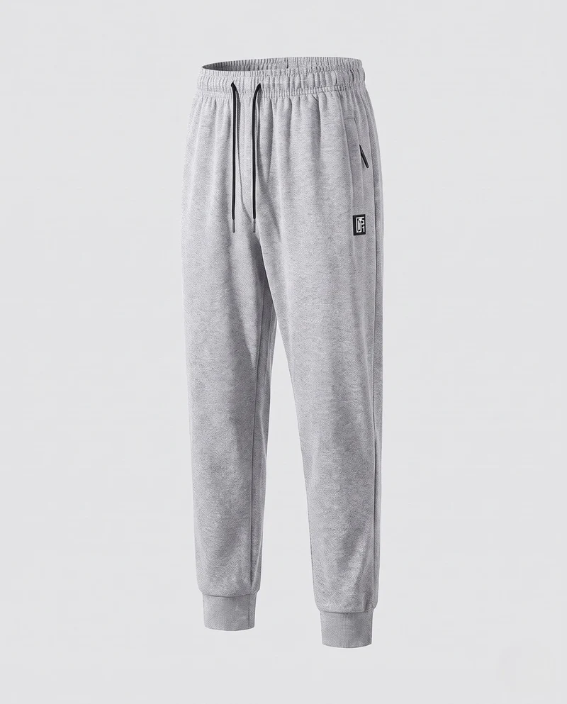 Herren Elastische Lounge Jogginghose aus Mélange-Fleece mit Kordelzug, seitlichen Taschen und geradem Bein Nord Taschen