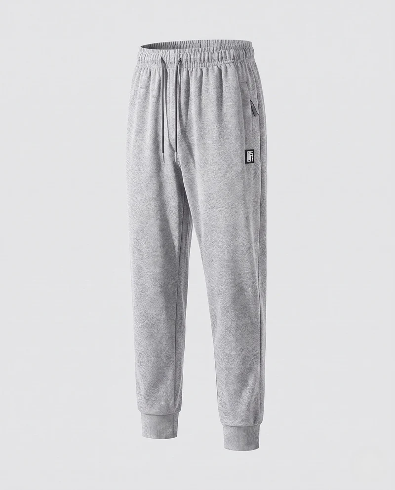 Herren Elastische Lounge Jogginghose aus Mélange-Fleece mit Kordelzug, seitlichen Taschen und geradem Bein Nord Taschen