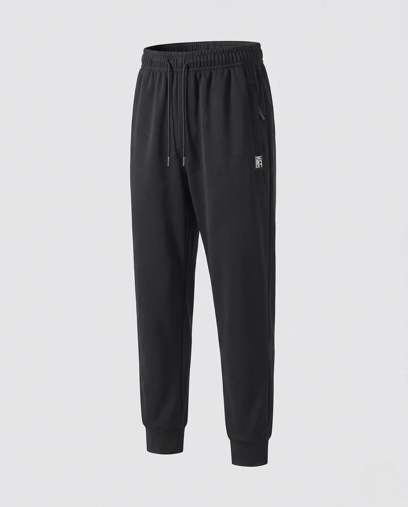Herren Elastische Lounge Jogginghose aus Mélange-Fleece mit Kordelzug, seitlichen Taschen und geradem Bein Nord Taschen