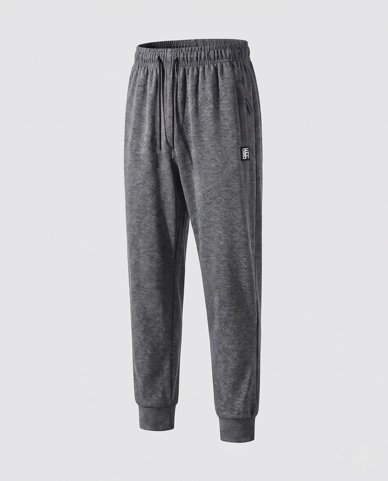 Herren Elastische Lounge Jogginghose aus Mélange-Fleece mit Kordelzug, seitlichen Taschen und geradem Bein Nord Taschen