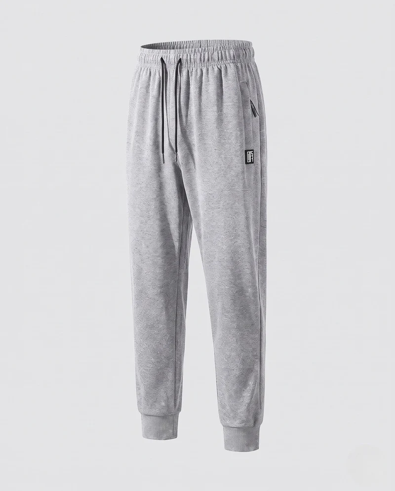 Herren Elastische Lounge Jogginghose aus Mélange-Fleece mit Kordelzug, seitlichen Taschen und geradem Bein Nord Taschen