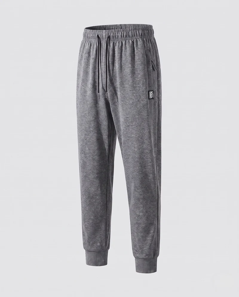 Herren Elastische Lounge Jogginghose aus Mélange-Fleece mit Kordelzug, seitlichen Taschen und geradem Bein Nord Taschen