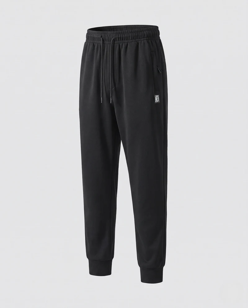 Herren Elastische Lounge Jogginghose aus Mélange-Fleece mit Kordelzug, seitlichen Taschen und geradem Bein Nord Taschen