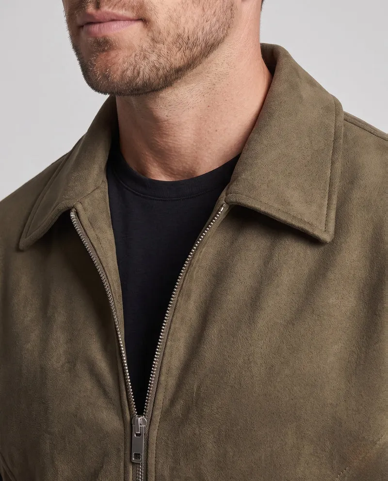 Herren Boxy Velour Overshirt Jacke im Bomberstil mit Hemdkragen und elastischen Bündchen Nord Taschen