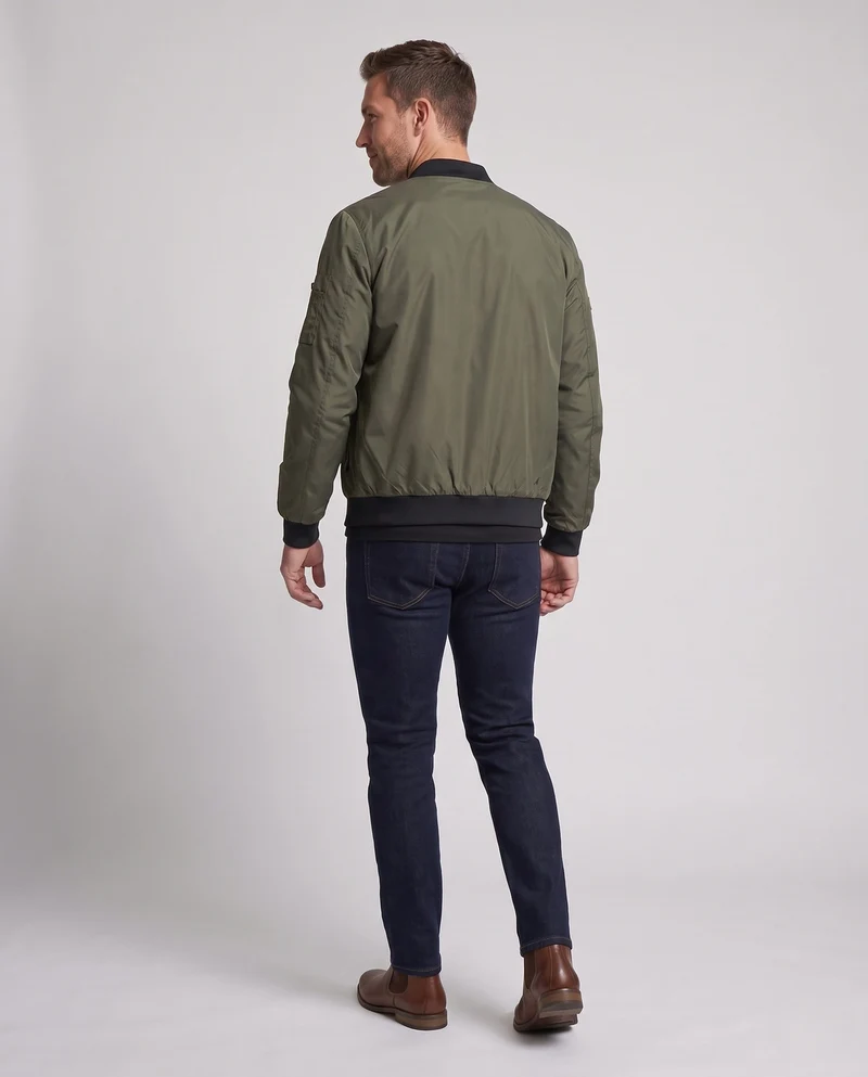 Herren Nylon Bomberjacke mit Flugpatch, Taschenfach und gerippten Bündchen Nord Taschen