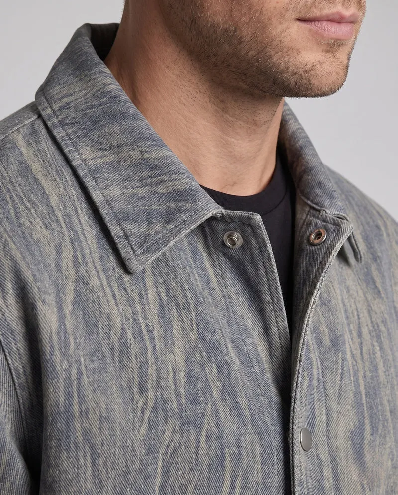 Herren Overshirt-Jacke aus strukturiertem Denim-Look mit Druckknopfleiste und boxy Silhouette Nord Taschen