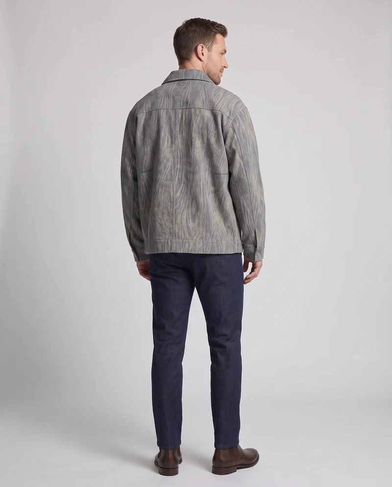 Herren Overshirt-Jacke aus strukturiertem Denim-Look mit Druckknopfleiste und boxy Silhouette Nord Taschen