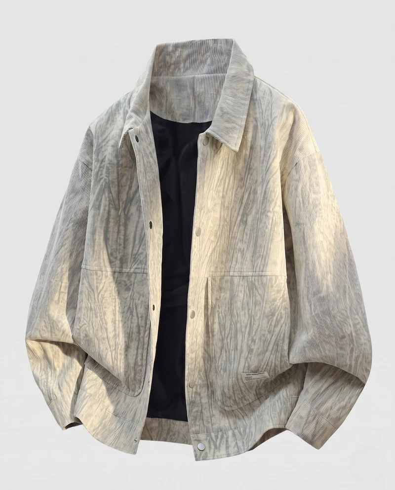 Herren Overshirt-Jacke aus strukturiertem Denim-Look mit Druckknopfleiste und boxy Silhouette Nord Taschen