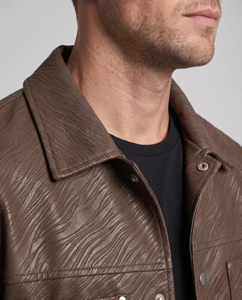 Herren-Übergangsjacke mit strukturiertem Prägedruck & Druckknopfverschluss Nord Taschen