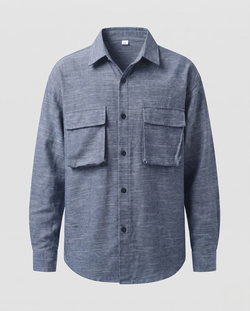 Herren-Überhemdjacke im Utility-Look mit aufgesetzten Brusttaschen und lockerer Passform Nord Taschen